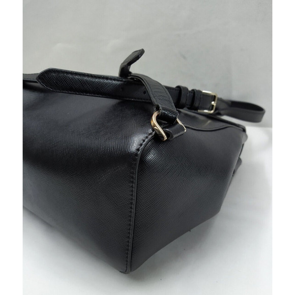 Kate Spade New York Black Crossgrain Leather Flap Closure Drawstring Backpack main image 7